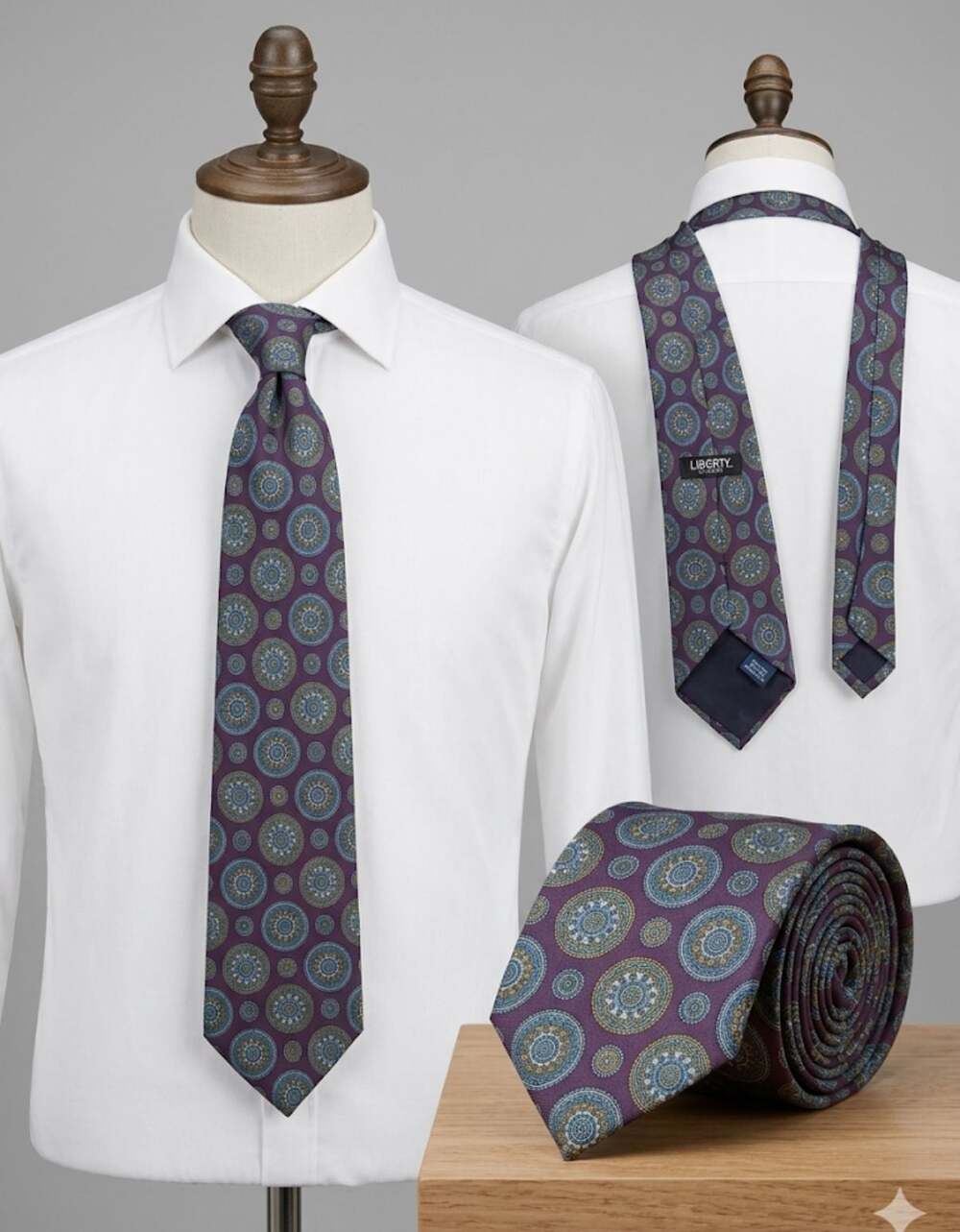Liberty of London 100% Silk Purple Medallion Print Necktie